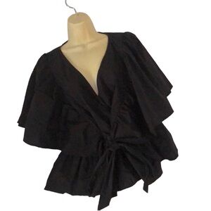 Eloquii woman’s black front wrap  blouse